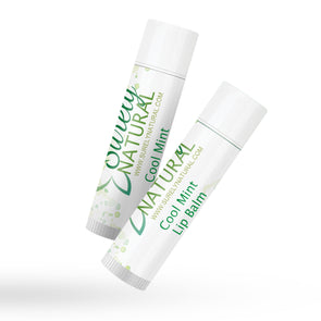 A tube of all-natural lip balm with cool mint flavor from Surely Natural