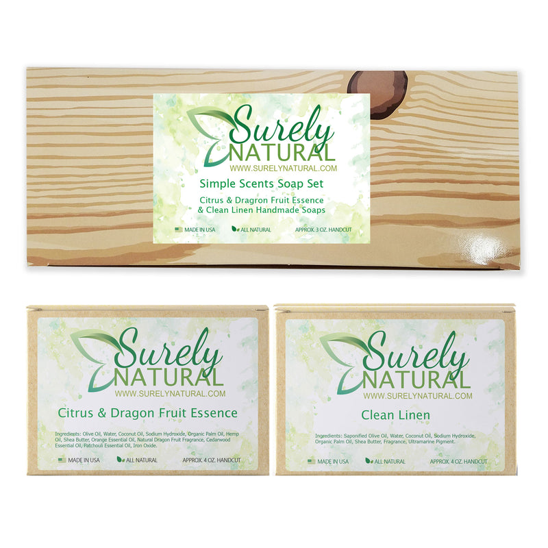 Simple Scents All Natural Soap Gift Set (Citrus Dragon Fruit and Clean Linen)